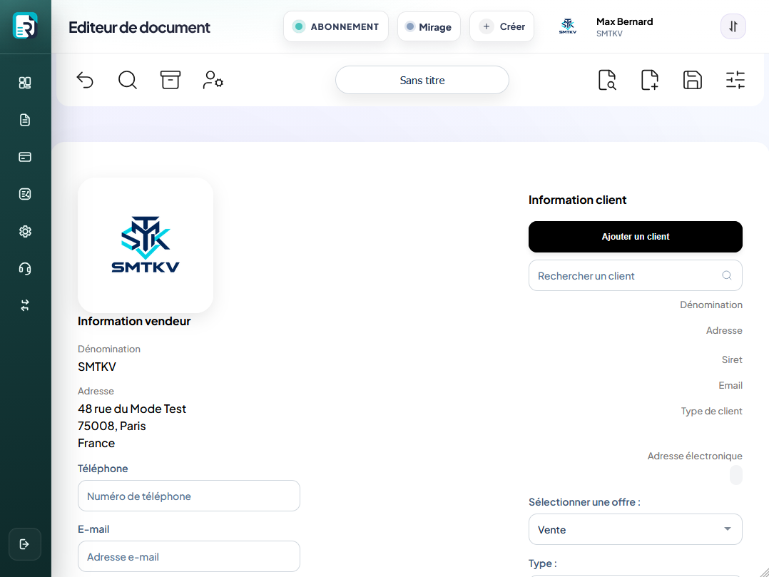 Éditeur de devis et factures sur iPad