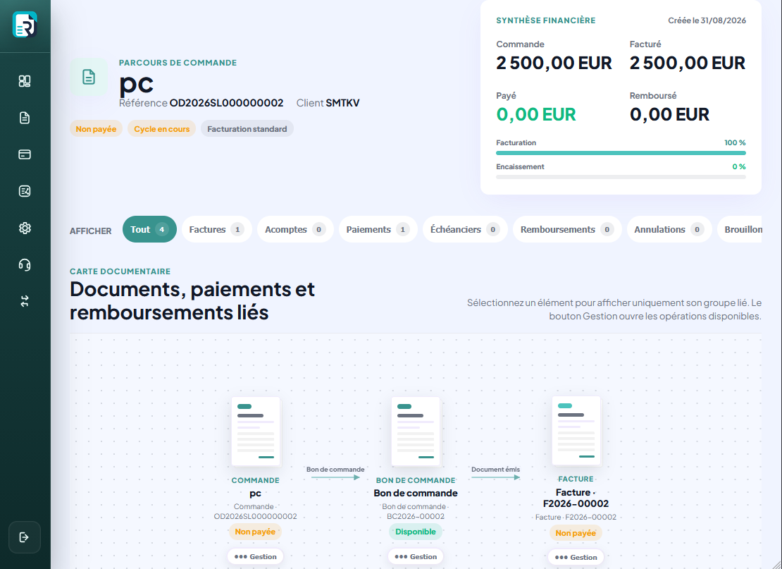 Suivi des commandes et statuts sur iPad